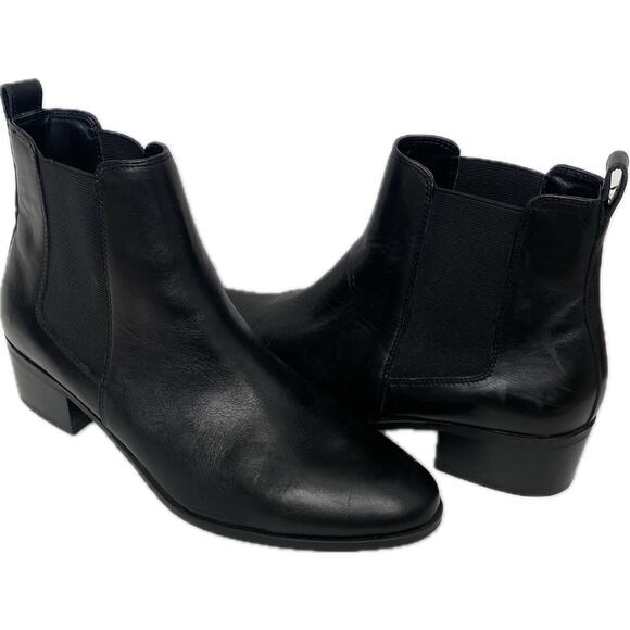 EUC STEVE MADDEN Dover Leather Chelsea Ankle Boot SZ 11 Black Classic Minimalist - Picture 1 of 10